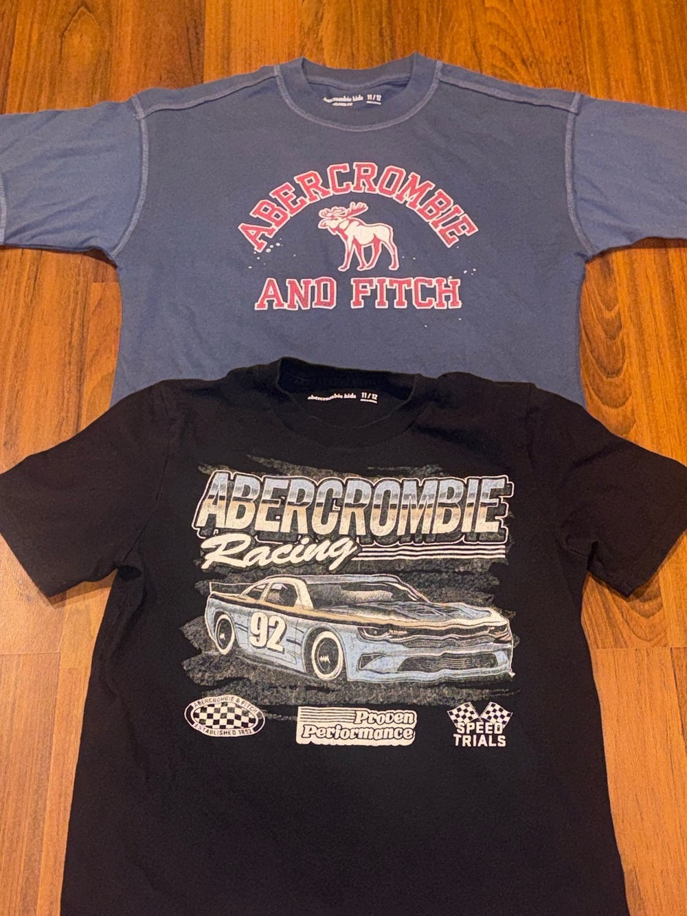 Abercrombie Kids T-Shirts (2) Blue & Black Logo Size 11/12 Nike Jordan Pac Sun